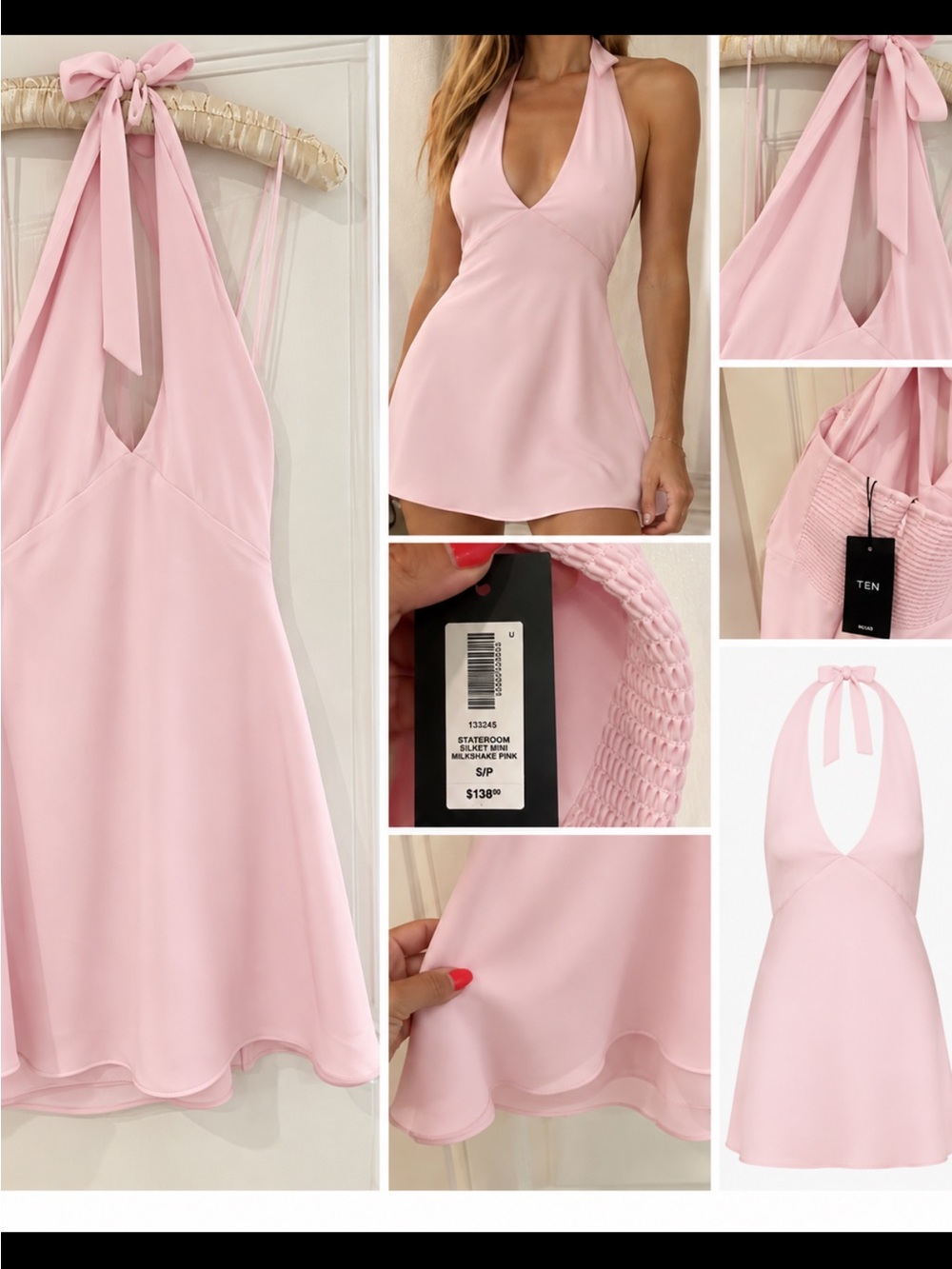 Aritzia Nightscape Satin Halter Mini Dress